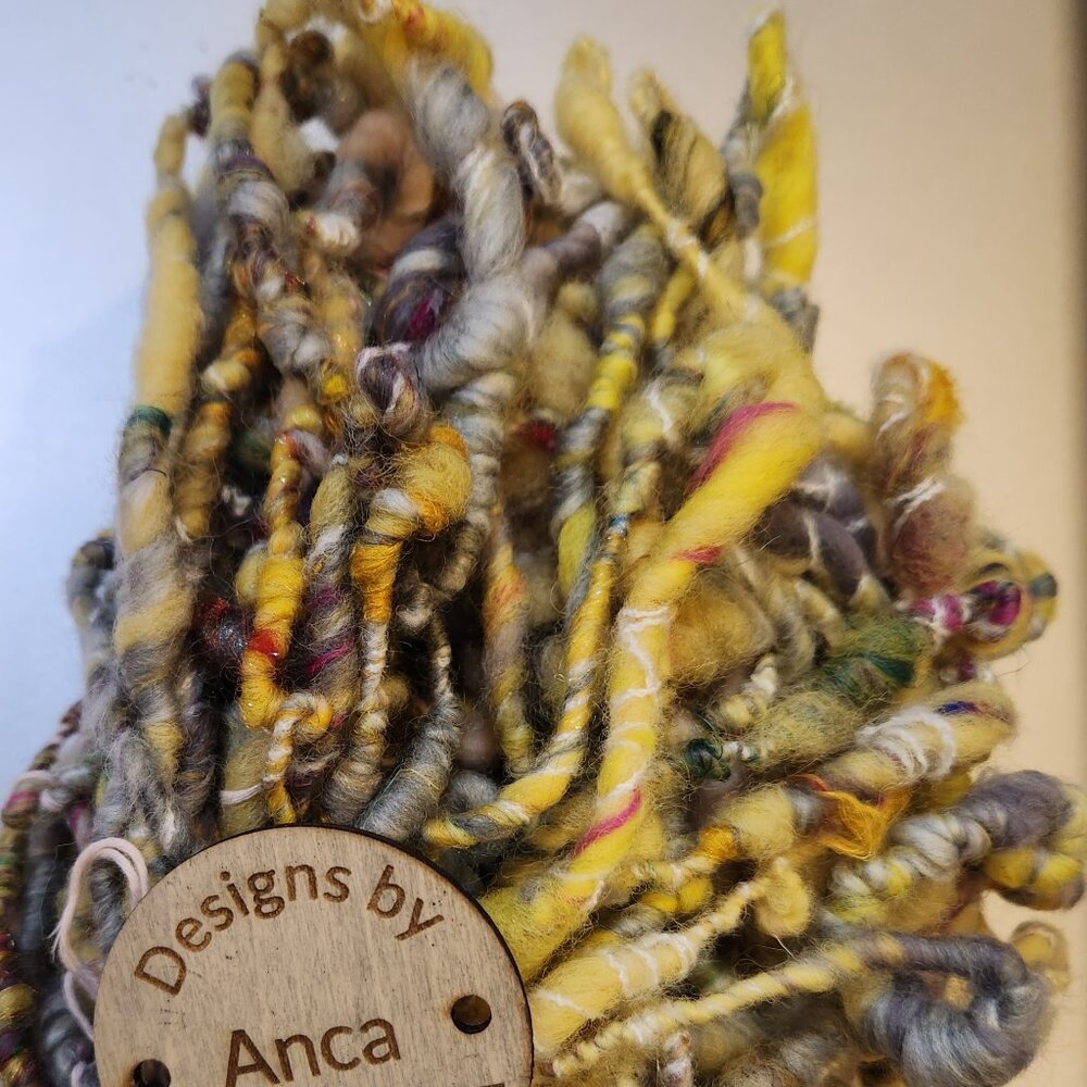 Handspun fine wool Art Yarn, colorful, sof and uniquely designed, 2.3oz.